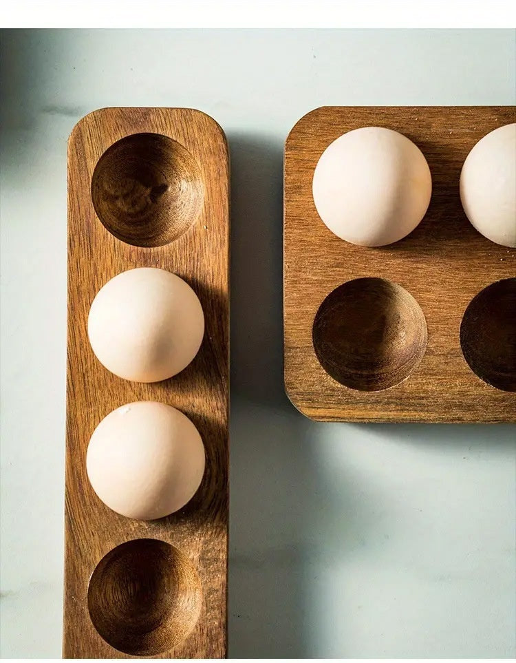 Acacia Solid Wood Simplicity Basic Japanese Egg Storage Box Trough Tray Shelf Refrigerator Kitchen