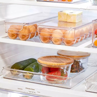 Transparent 21 Grids Refrigerator Egg Holder Box With Lid Kitchen Freshness Separated Storage Food Savers Tray Egg
