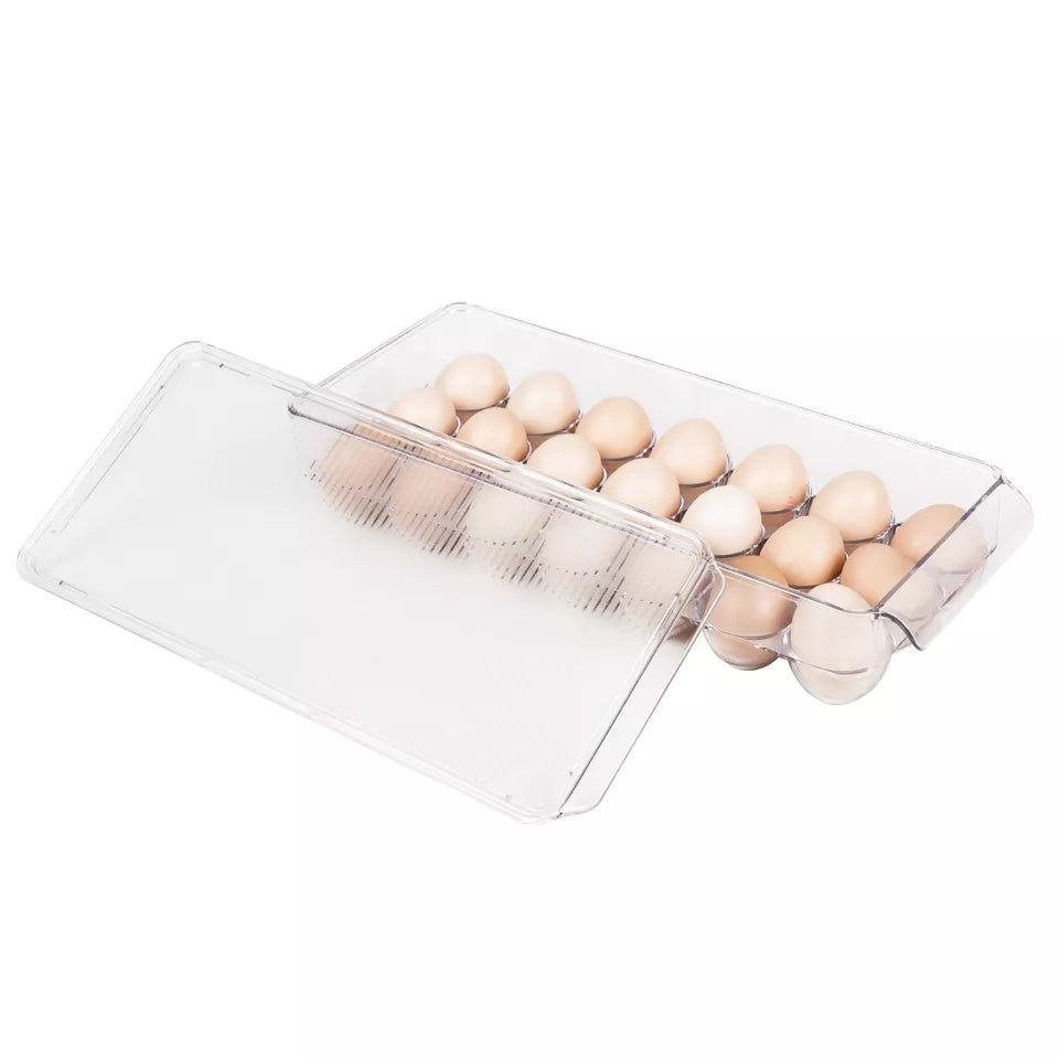 Transparent 21 Grids Refrigerator Egg Holder Box With Lid Kitchen Freshness Separated Storage Food Savers Tray Egg
