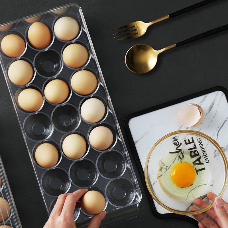 Transparent 21 Grids Refrigerator Egg Holder Box With Lid Kitchen Freshness Separated Storage Food Savers Tray Egg