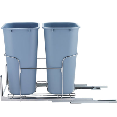 Pull-Out Trash Can, 35Lx2 Double Bins, Under Mount Kitchen Waste Container With Slide And Door Mounting Kit, 110 Lbs Load Capacity Heavy Duty Garbage Recycling Bin For Kitchen Cabinet, Sink