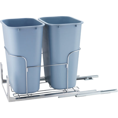 Pull-Out Trash Can, 35Lx2 Double Bins, Under Mount Kitchen Waste Container With Slide And Door Mounting Kit, 110 Lbs Load Capacity Heavy Duty Garbage Recycling Bin For Kitchen Cabinet, Sink