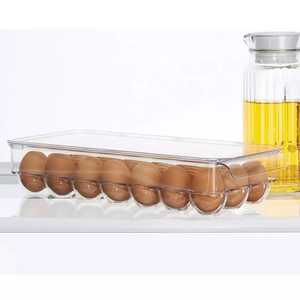 Transparent 21 Grids Refrigerator Egg Holder Box With Lid Kitchen Freshness Separated Storage Food Savers Tray Egg