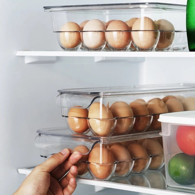 Transparent 21 Grids Refrigerator Egg Holder Box With Lid Kitchen Freshness Separated Storage Food Savers Tray Egg