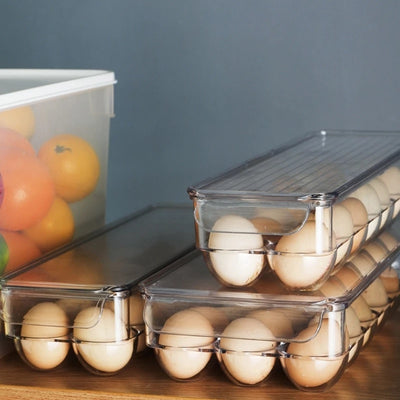 Transparent 21 Grids Refrigerator Egg Holder Box With Lid Kitchen Freshness Separated Storage Food Savers Tray Egg